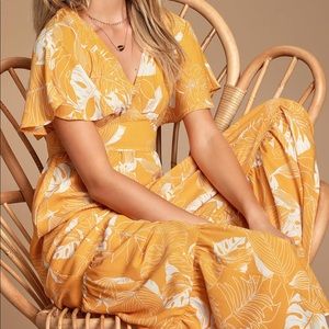 Savanna Golden Yellow Floral Print Maxi Dress